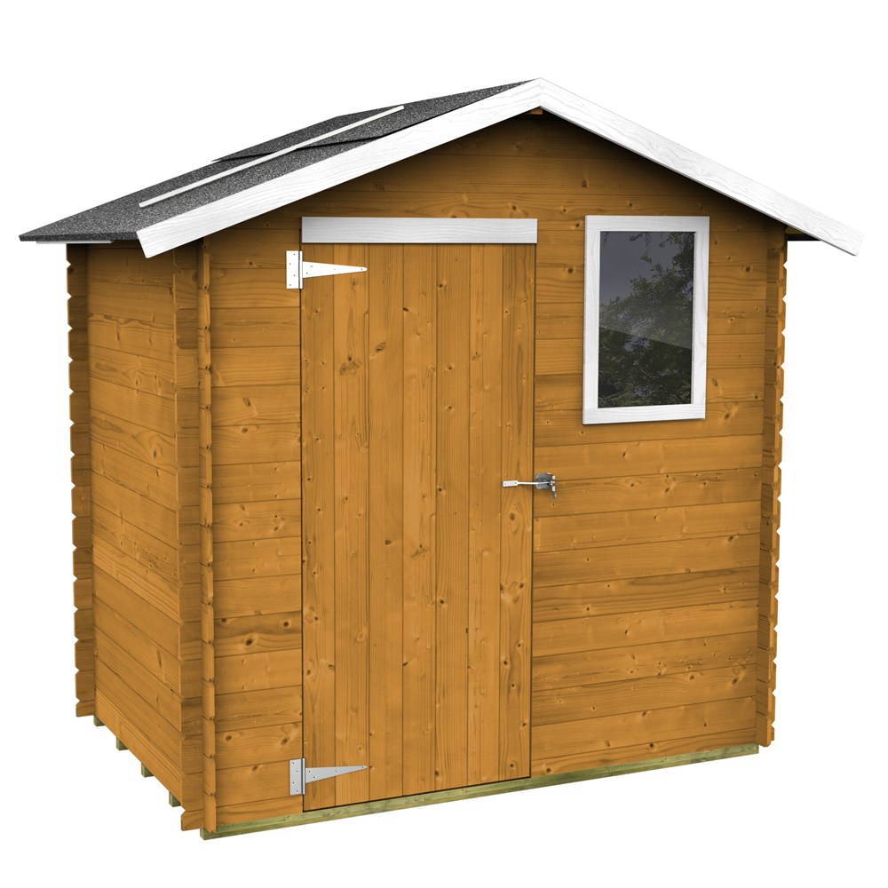 alce livia 198x130 mélèze abri de jardin en bois avec fenêtre frontale 198x130x205 cm