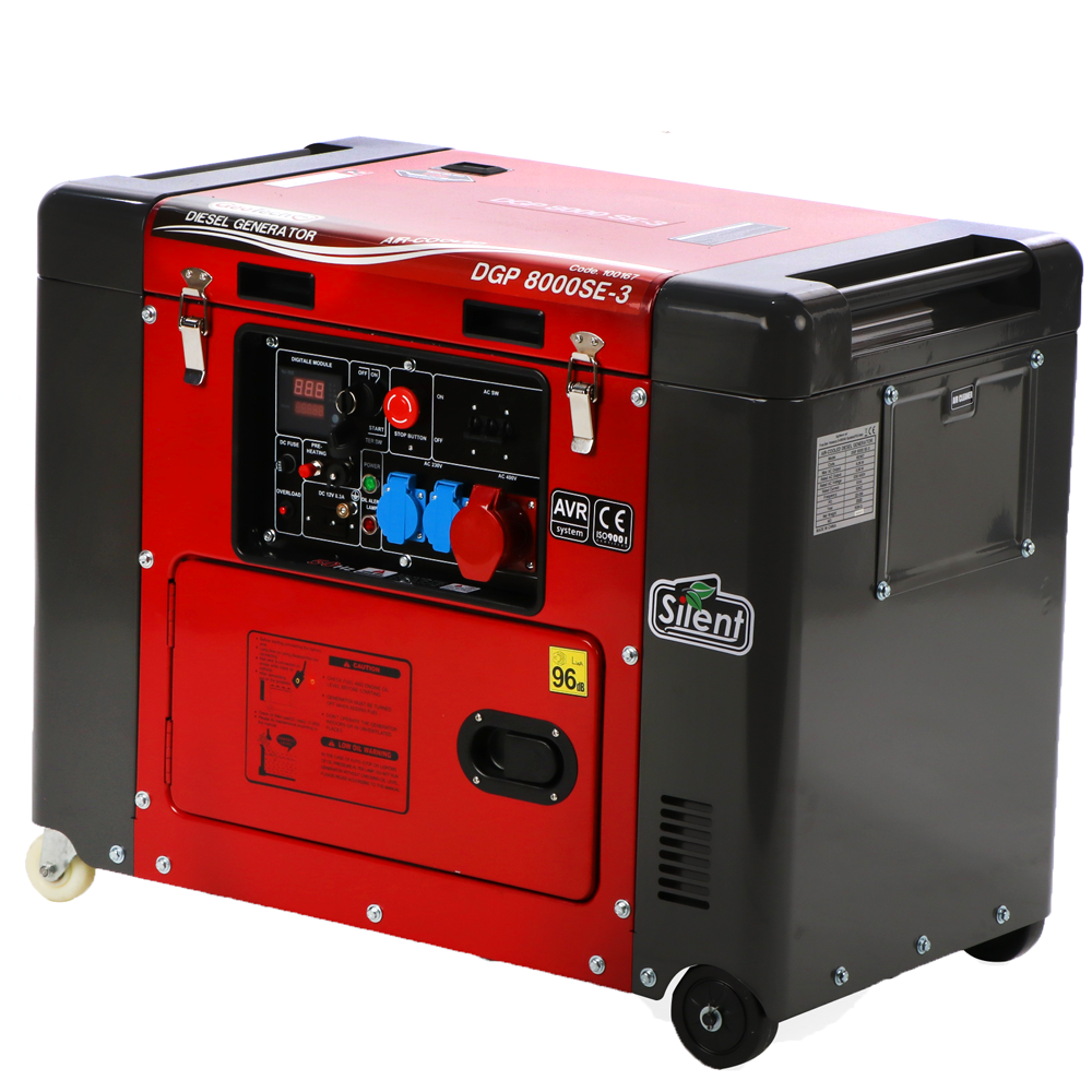 geotech pro dgp8000se 3 groupe électrogène 6 kw triphasé diesel insonorisé dém. électrique