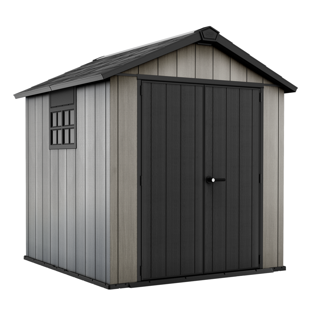 keter oakland 757 abri de jardin avec porte à double battant et fenêtre 229x223.5x242 cm