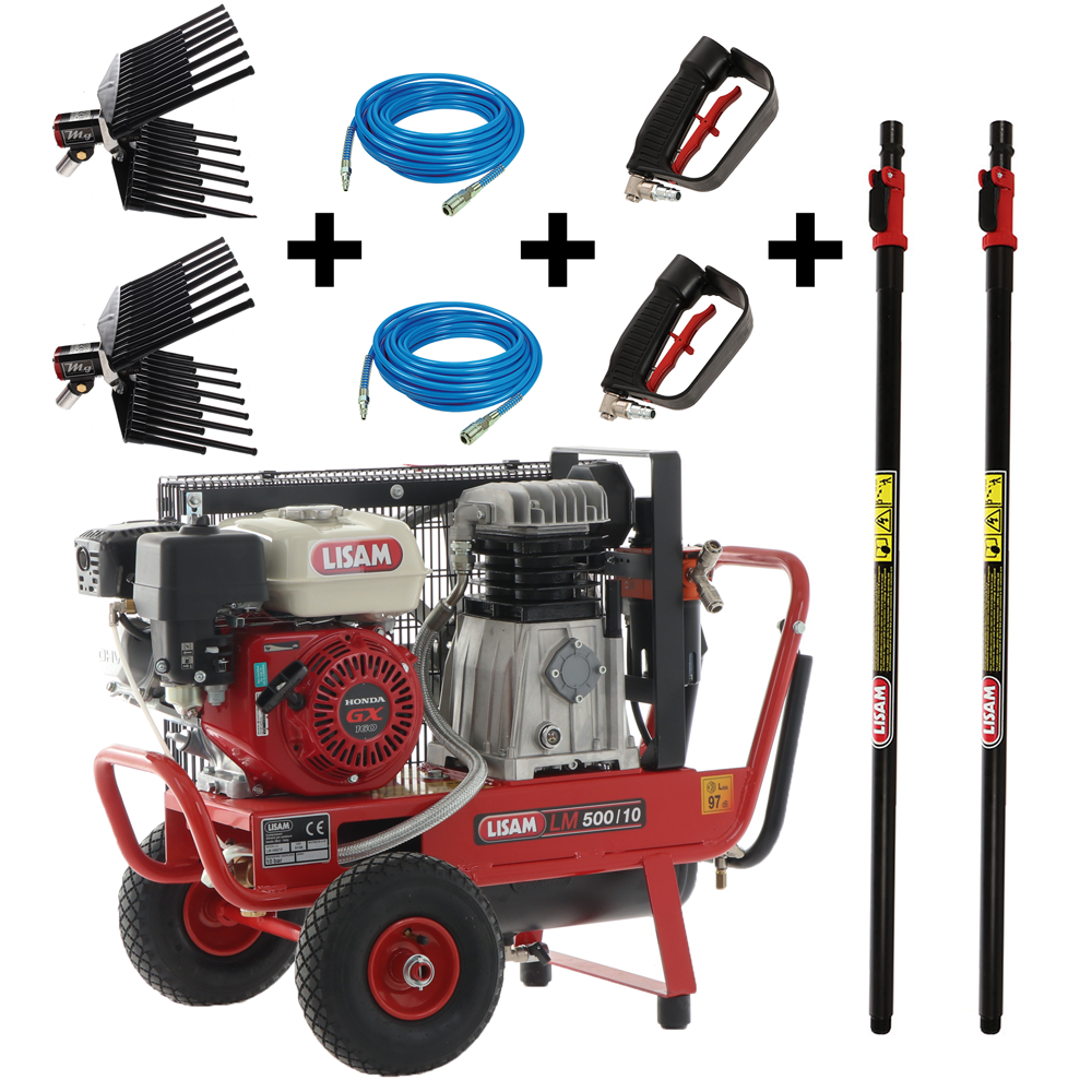 kit hobby 2 opérateurs motocompresseur lisam lm 500/10 + 2 peignes vibreurs mg magnesium + 2 perches at02