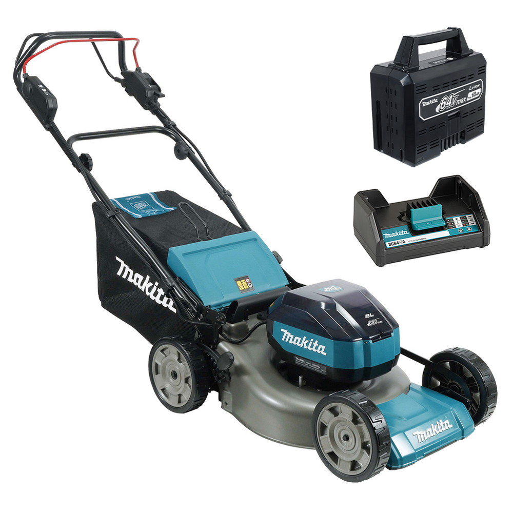 makita lm004jb101 tondeuse à batterie coupe de 53 cm bac de 70 l 64v 10ah