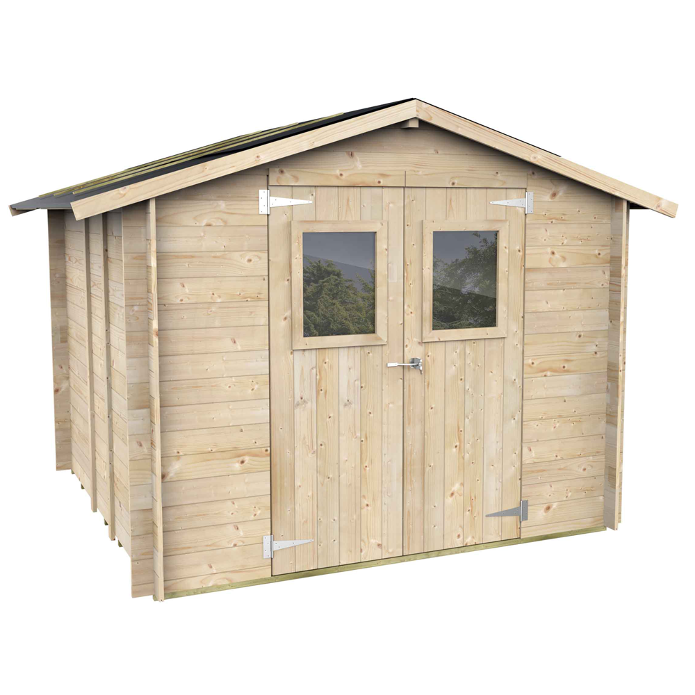 alce hobby 248x248 abri de jardin en bois avec fenêtres et porte à double battant 248x248x217 cm Agro Ges